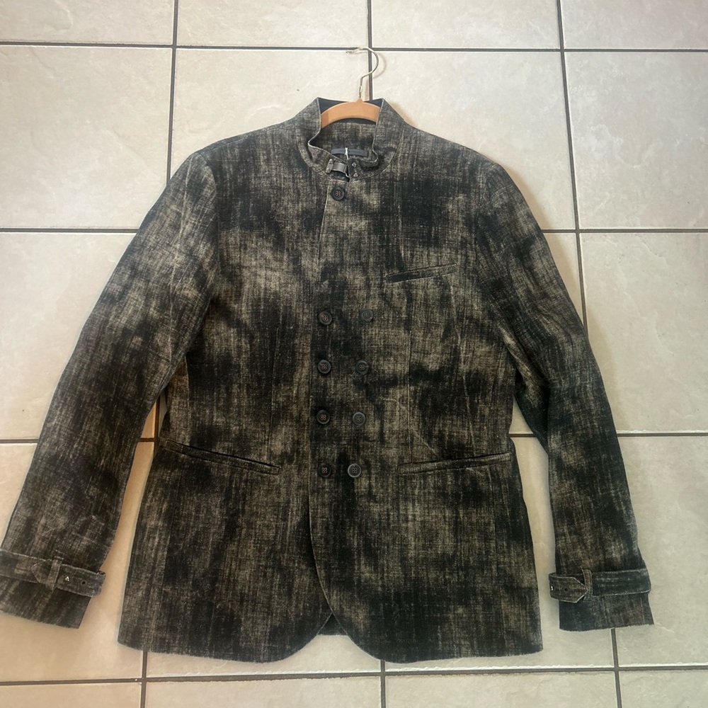 John Varvatos Black and Brown Textured Jacket